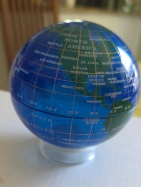 Blue Plexi Glass Globe Sculpture - Unbranded Decorative Home Art